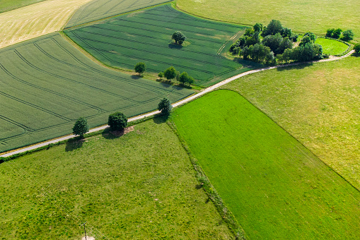 Agricultural area and fields - drone point of view