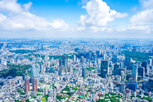 Aerial photo of Shibuya, Aoyama, Roppongi, Tokyo