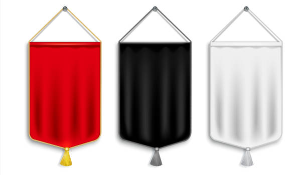 istock Set of realistic pennants hanging on a nail 1355494107
