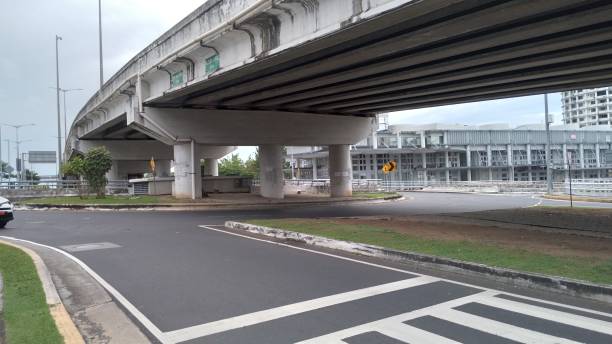 street next to vehicular bridge structure