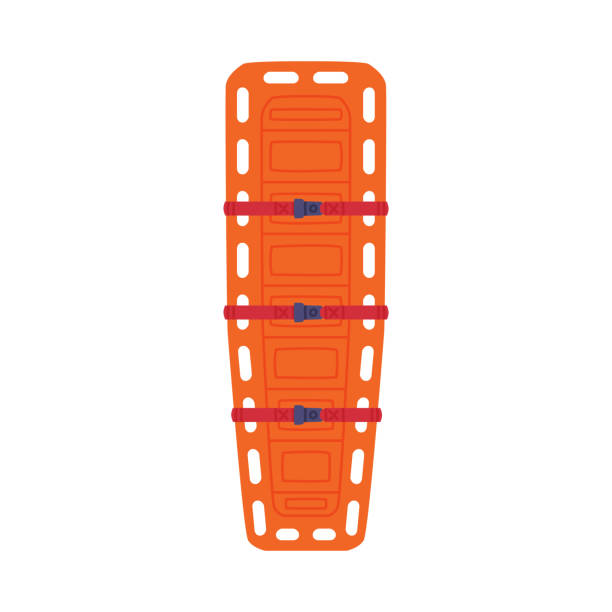 Orange Rescue Stretcher or Gurney as Emergency Equipment Vector Illustration Orange Rescue Stretcher or Gurney as Emergency Equipment Vector Illustration. Apparatus for Moving Patient Requiring Medical Care Concept stretcher stock illustrations