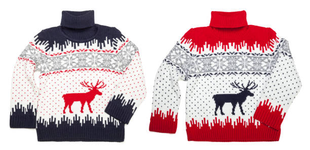 istock Kids warm Christmas turtleneck sweaters isolated on white 1355501152
