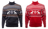 istock Blue and red knitted Ugly Sweater templates isolated on white 1355501178