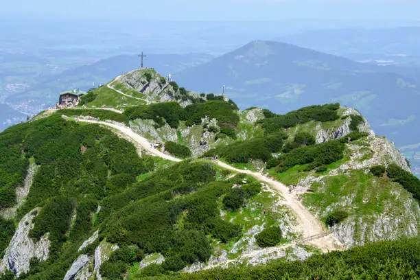 The Kehlsteinhaus , Hitler's Eagle's Nest in the summer. Kehlstein, Obersalzberg, Berchtesgaden, Germany.