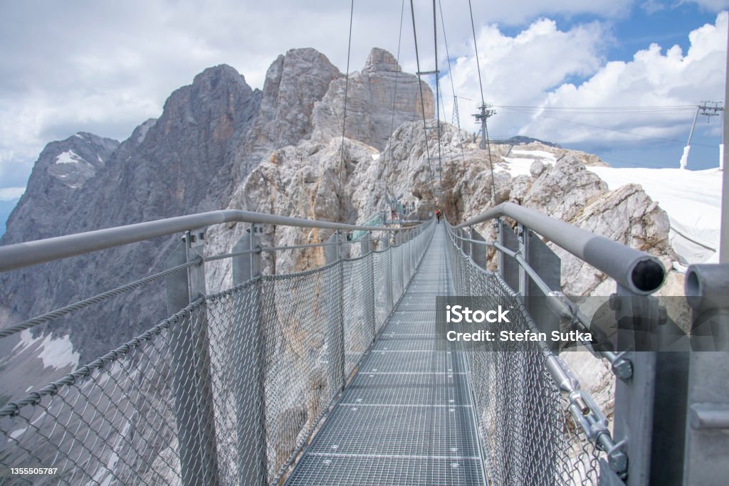 Skywalk on Dachstein.  Stairway to Nothingness. Suspension Bridge in the Austrian Alps. Schladming-Dachstein, Austria, Europe Schladming Stock Photo