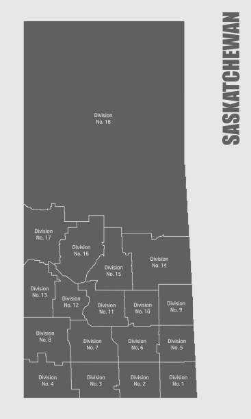 ilustrações, clipart, desenhos animados e ícones de mapa administrativo da província de saskatchewan - saskatchewan