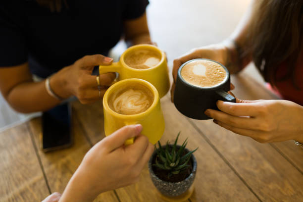 istock Hot cups of coffee at the cafe 1355508114