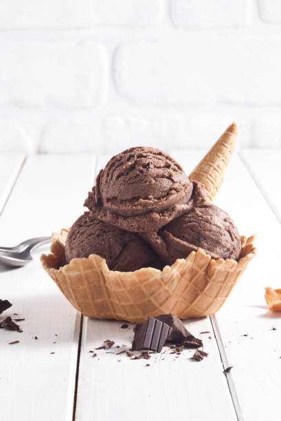 istock Chocolate ice cream bowls in the wafer cup 1355508271