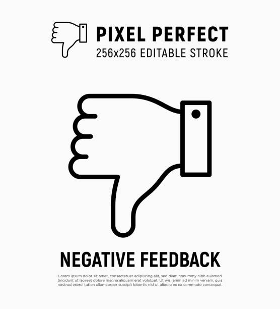 Thumbs down, dislike, rejection thin line icon. Hand gesture. Negative feedback. Pixel perfect, editable stroke. Vector illustration. Thumbs down, dislike, rejection thin line icon. Hand gesture. Negative feedback. Pixel perfect, editable stroke. Vector illustration. thumbs down stock illustrations