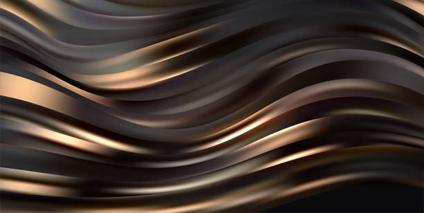 istock Abstract Waves. Shiny gold moving lines design element on dark background for greeting card and disqount voucher. 1355511639