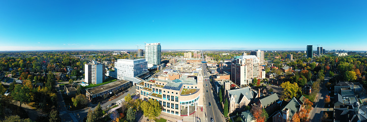 An aerial panorama of Brampton, Ontario, Canada city center