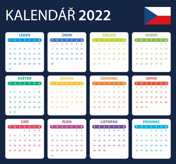 istock Czech Calendar for 2022. Scheduler, agenda or diary template. Week starts on Monday 1355512409