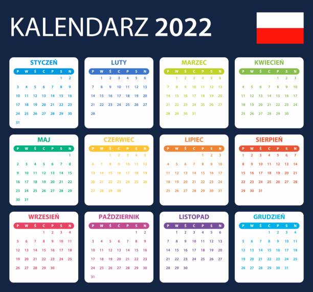 istock Polish Calendar for 2022. Scheduler, agenda or diary template. Week starts on Monday 1355512417