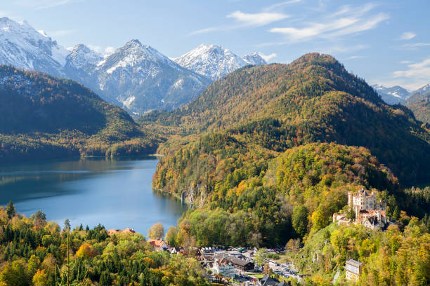 istock Lake, mountains and yellow trees in Bavarian Alps 1355514870