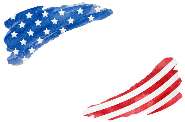 красивый узор с цветами американского флага - birthday card greeting card banner striped stock illustrations