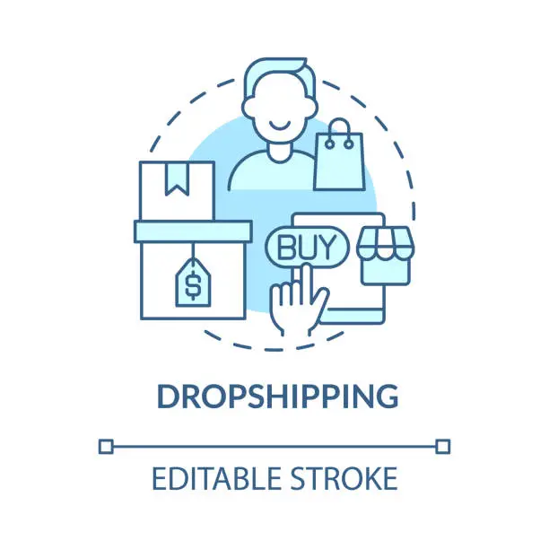 Vector illustration of Dropshipping blue concept icon