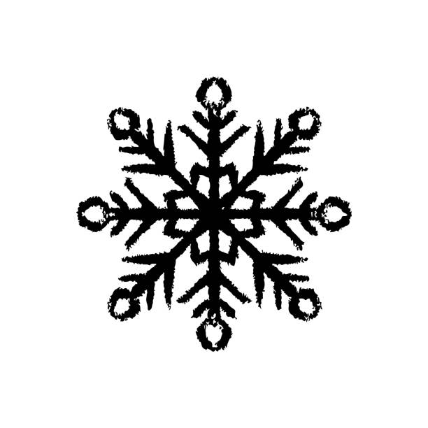 ilustraciones, imágenes clip art, dibujos animados e iconos de stock de icono de copo de nieve. silueta negra. vector simple gráfico plano ilustración dibujada a mano. el objeto aislado sobre un fondo blanco. aislar. - ice grunge winter backgrounds