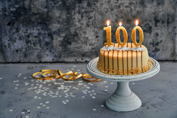 100th Birthday Cake 100th Birthday Cake with Chocolate number 100 stock pictures, royalty-free photos & images