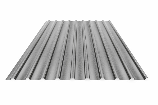 Corrugated galvanised iron for roof. Profiled metal sheet - 3d render