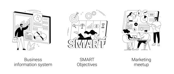 illustrations, cliparts, dessins animés et icônes de illustrations vectorielles abstraites du concept de gestion d’entreprise. - meetup