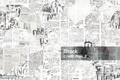 istock Newspaper paper grunge vintage old aged texture background 1355531876