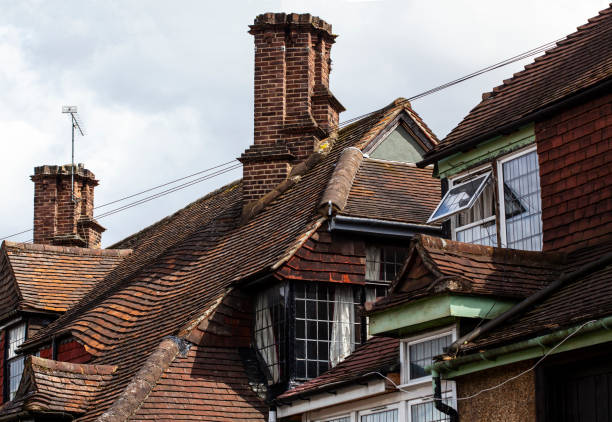 istock Complicated Roof Construction and Chimneys - London 1355536771