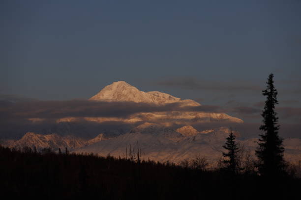 감사합니다 데날리 새벽 - copy space alpenglow winter mountain range 뉴스 사진 이미지