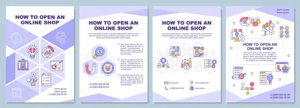 Vector illustration of How to open online shop brochure template