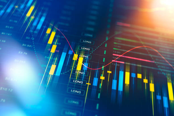 istock Currency Stock Trading Chart Background with Exchange Symbols 1355538007