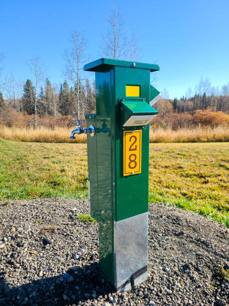 istock Green Campground RV Power & Water Pedestal 1355545599