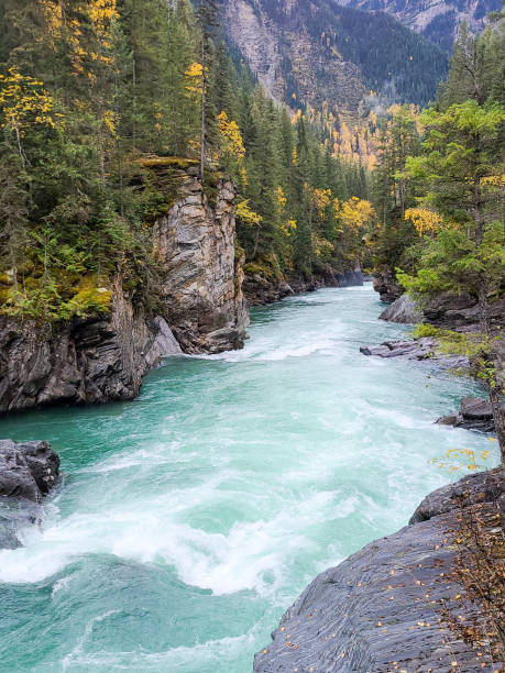 Water Cascading over rocks in the Fraser River