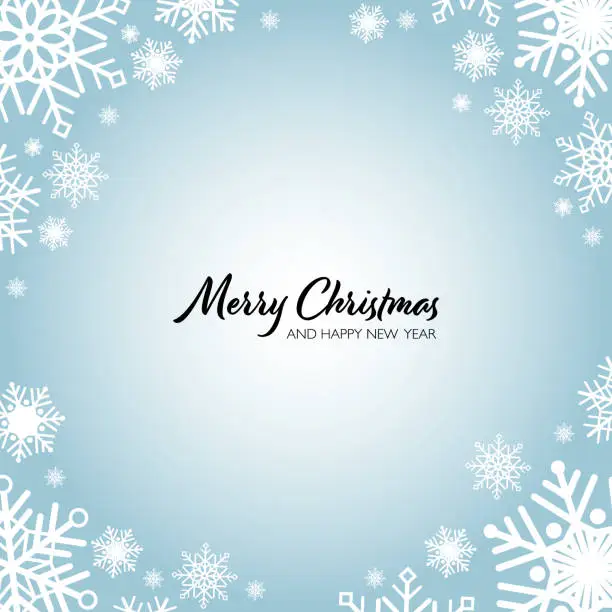 Vector illustration of Snowflake frame background or Christmas greeting card.