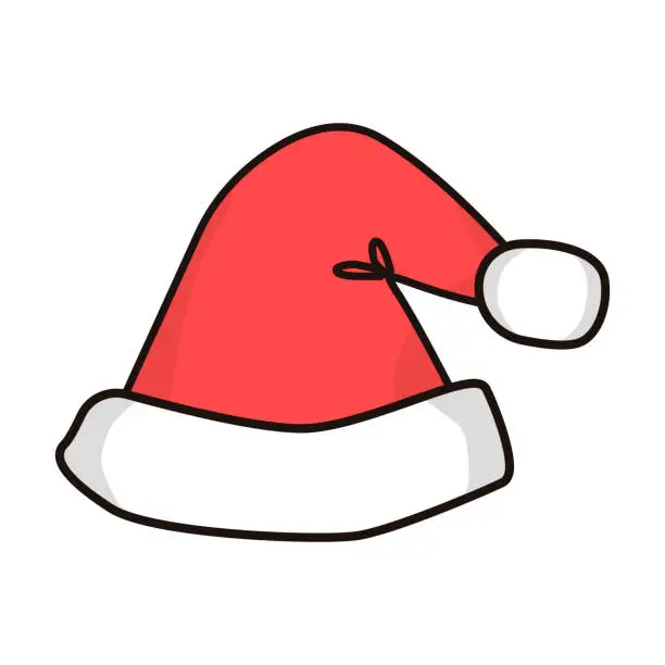 Vector illustration of Santa Claus hat. vector illustration of red furry hat. to use as a graphic resource or Christmas icon. eps 10