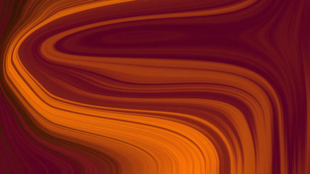istock Fluid vibrant gradient of orange brown red colors with smooth movement in the frame goes down with copy space. Abstract lines background concept 1355554211