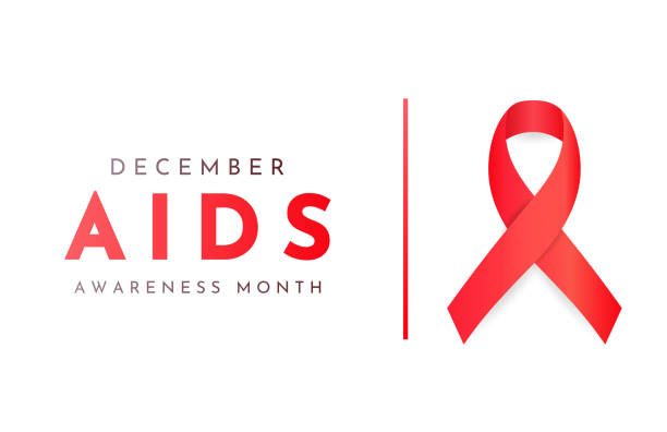 karta miesiąca świadomości aids day, grudzień. wektor - world aids day stock illustrations