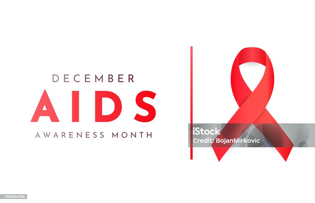Месячная карточка Дня осведомленности о СПИДе, декабрь. Вектор - Векторная графика СПИД роялти-фри