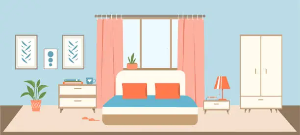 Vector illustration of Cozy bedroom interior