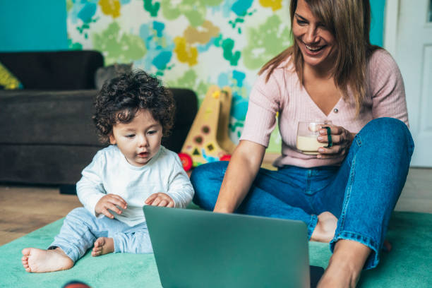 istock Mom and son at home 1355557935