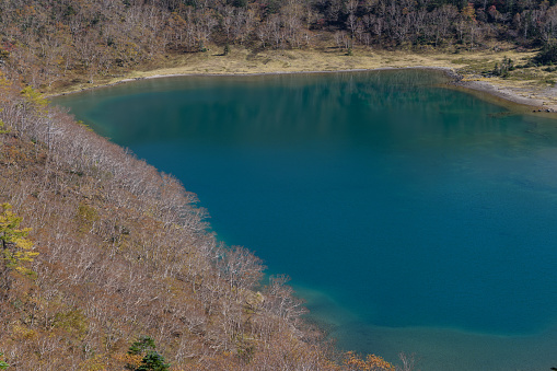 Goshikinuma Pond in the autumn.Mt. Nikkoshirane is a mountain with an altitude of 2,578m that straddles Gunma prefectures and Tochigi prefectures.Mt. Nikkoshirane is the highest peak in the Kanto region.