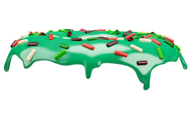 Glaze donuts with sprinkles, 3d render. 3D green glaze with sprinkling, isolated on a white background.