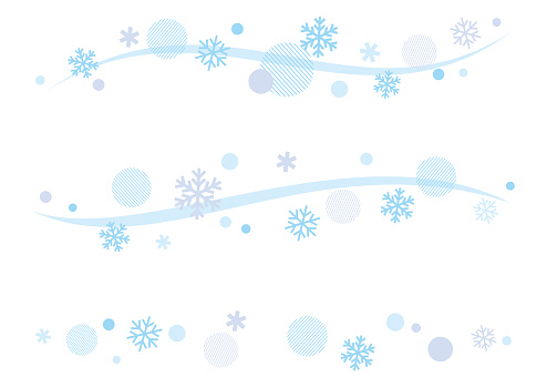 Snowflake and geometric pattern decoration parts set for winter, vector illustration.