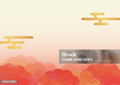 istock Watercolor Japanese Pattern Background 1355575057