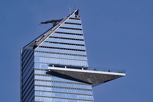 New York City, USA - November 17, 2021:  The Edge observation platform at Hudson Yards, 1000 feet high