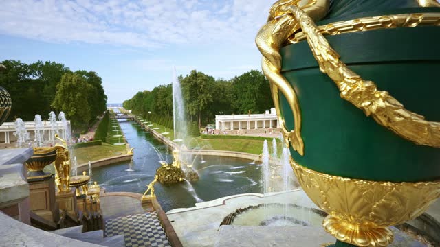 View of Grand Cascade canal in Peterhof St. Petersburg  Russia