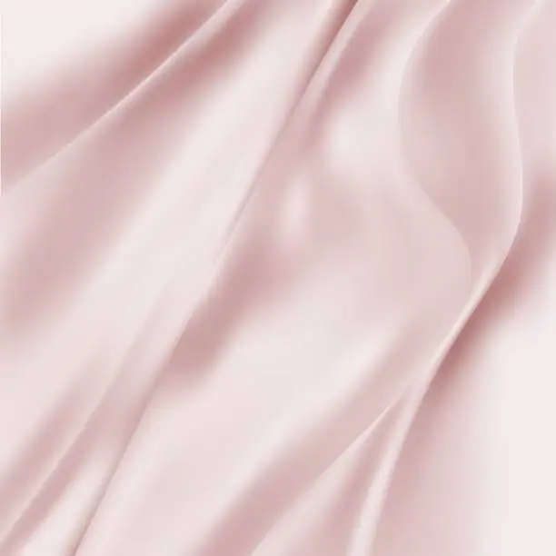 Vector illustration of rose gold Satin Silky Cloth,Fabric Textile Drape with Crease Wavy Folds.with soft waves,waving in the wind.Texture of crumpled paper. Milk,Yogurt,Cream or cosmetics product Curl background. eps 10
