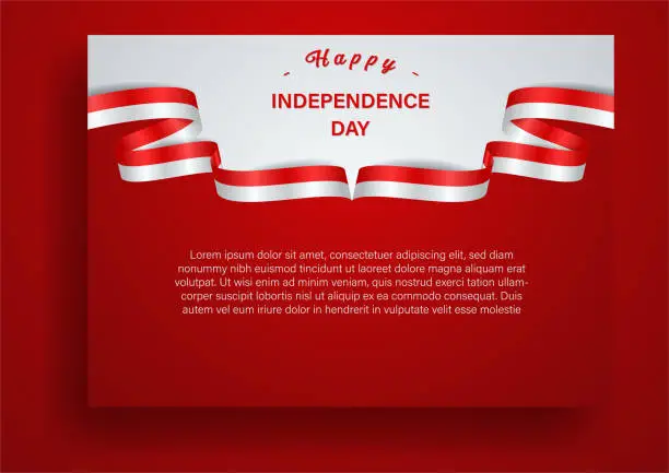 Vector illustration of Independence Day of Indonesia, monaco, Singapore, Malaysia, America, Background for banner, flyer, ribbon flag