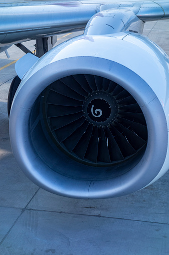 Close-up of engine of aircraft