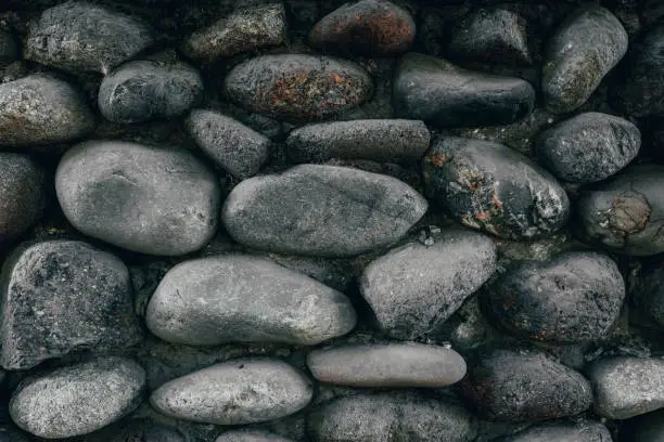 Photo of Background of grey stone wall .