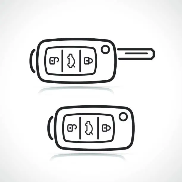 Vector illustration of car key thin line icon