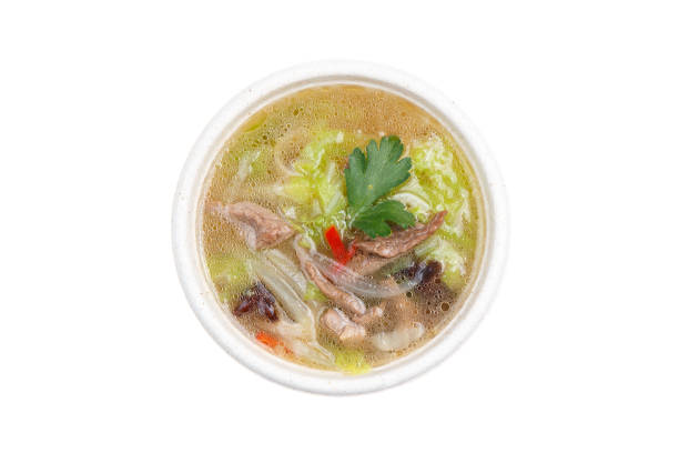 traditional japanese soup udon in piala isolated on white background